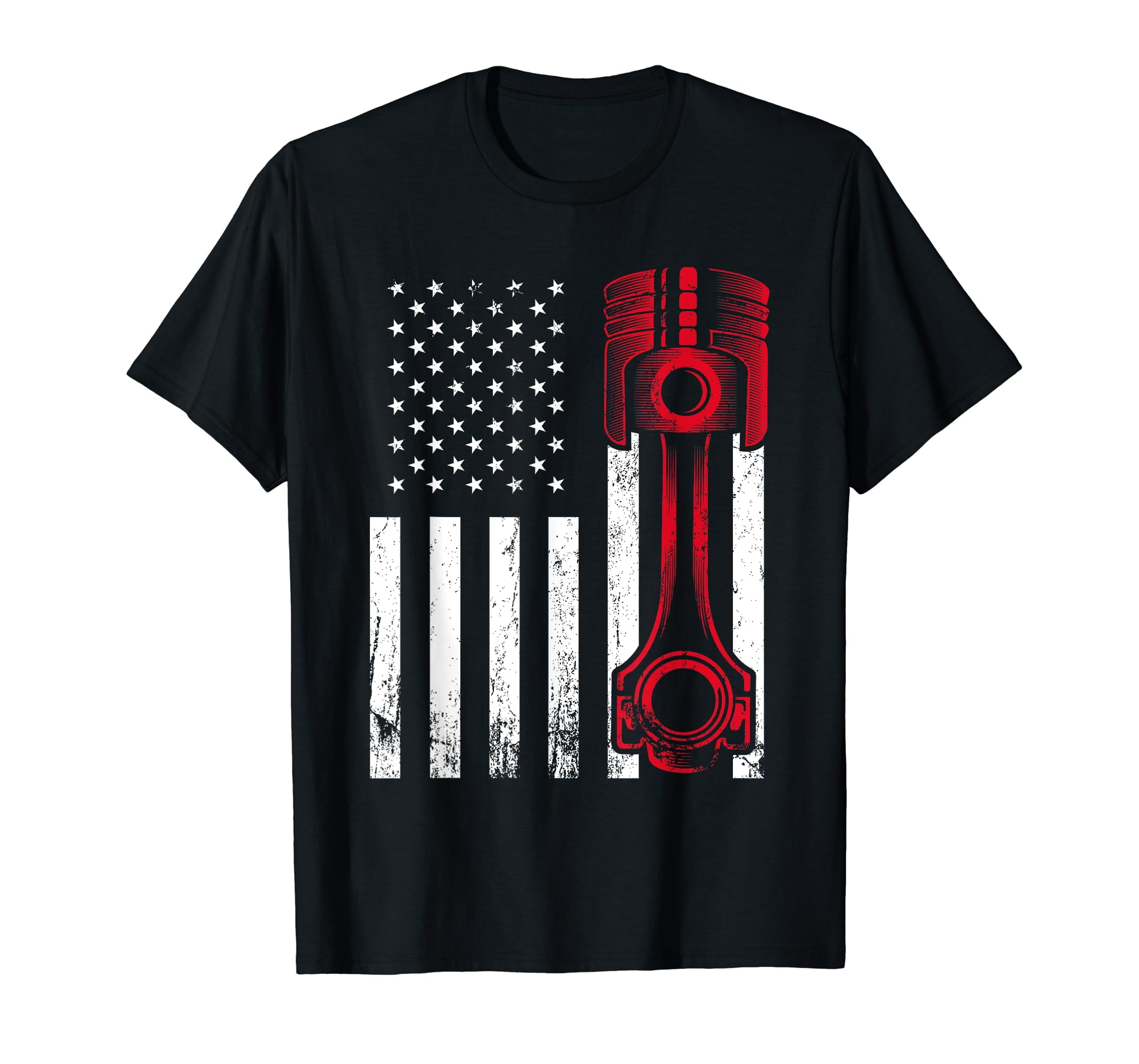 Car Enthusiast American Flag Piston Muscle Car Gift TShirt