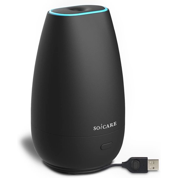 Car for Essential Oils, Small Portable Car Essential Oil with Built-in USB Cable, Mini Aromatherapy Air Scent Humidifier for Travel/Office/Home (Elegant Black)