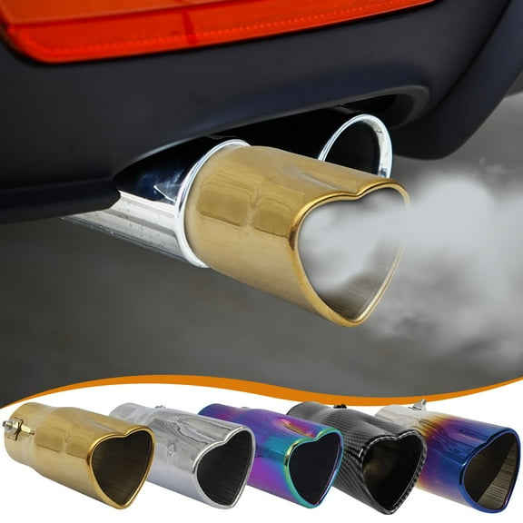Car Exhaust Muffler Tailpipe Heart-Shaped End Universal Fit | Stainless Steel Corrosion-Resistant | Easy Installation | Enhance Performance & Aggressive Sound | 1 Piece