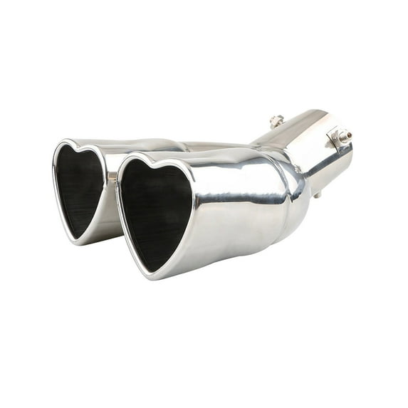 Car Exhaust Tip,Heart Exhaust Tip,Heart Shaped Exhaust Tip,Exhaust Tips 2.5 Inlet,Dual Outlet Chrome Exhaust Tips,Universal Stainless Steel Exhaust Tips,Adjustable Bolt-On Muffler Tip