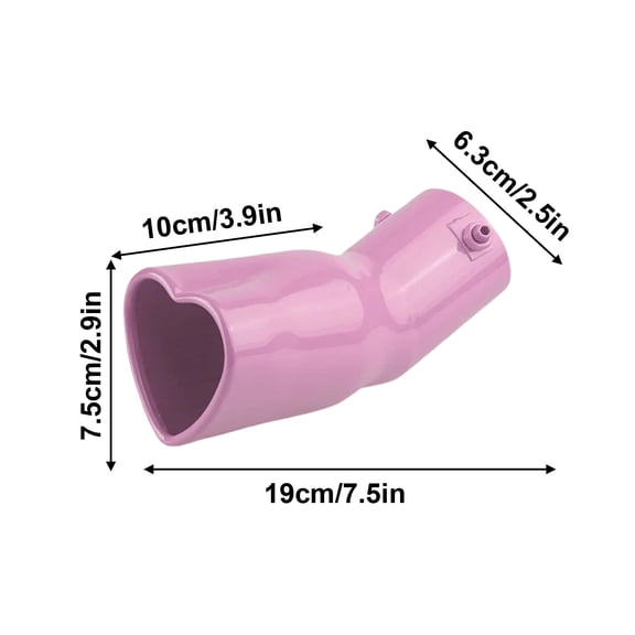 Car Exhaust Tip, Universal Car Exhaust Pipe Modification Tail Throat Tail Pipe Stainless Steel Muffler Tip, Heart Shaped Car Thickened Pipe Pink
