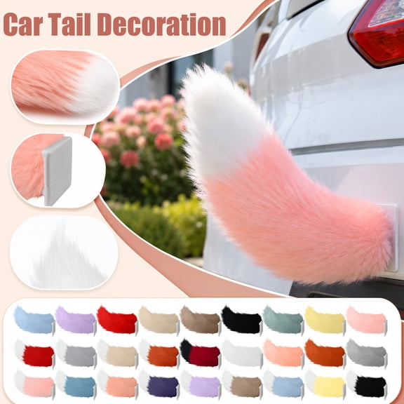 Car Exterior Accessory, 12 Inch Two Tone Faux Fox Tail, Electric Remote Sound Activated Moving Tail, Furry Plush Tail Accessory, Smooth Mountable Vehicle Rear Decoration for