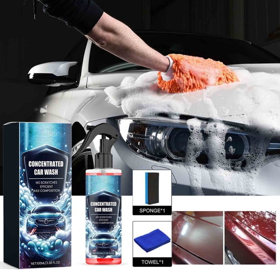 Car Exterior Cleaner Foam Spray, Stain Removal and Refurbishing Maintenance for, Wheels & Interior, Non-Scratch Formula, 100ml