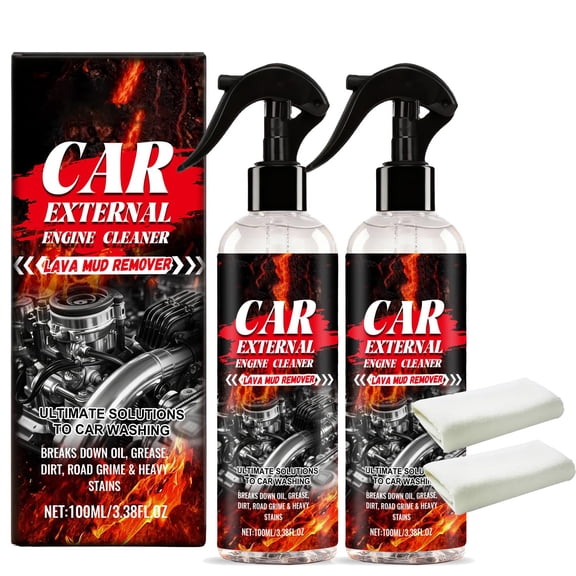 Car External Engine Cleaner, External Engine Cleaner, Engine Cleaner Kit, Car Engine Detailing Professional Strength Cuts Through Grime, Grease, Oil, Debris & Build-Up for Maintenance Use(2Pcs)