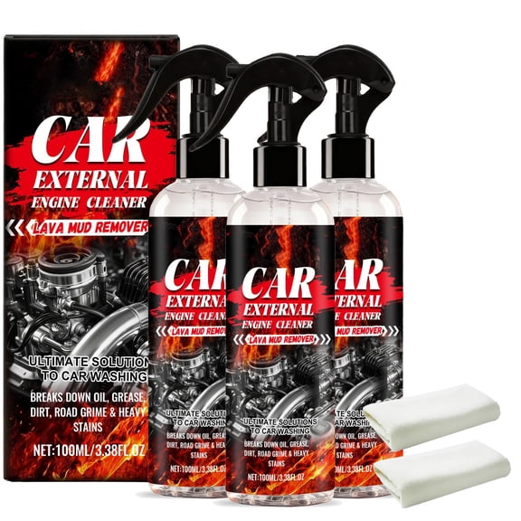 Car External Engine Cleaner, External Engine Cleaner, Engine Cleaner Kit, Car Engine Detailing Professional Strength Cuts Through Grime, Grease, Oil, Debris & Build-Up for Maintenance Use(3Pcs)