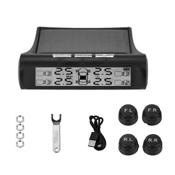 Car External Tire Pressure Sensors Solar Power TPMS Tire Pressure Monitoring System Tire Pressure Alarm Digital Display