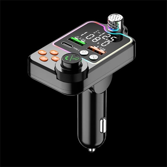 Car FM Transmitter Bluetooth 5.0 Adapter, Wireless Handsfree Calling USB Fast Charger MP3 Music Player Noise Reduction, Car Bluetooth Receiver for Truck SUV Road Trips Commute