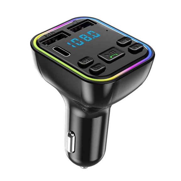 Car FM Transmitter with Detachable BT Earbud | Dual USB + PD, TF Music | Hands-Free Calls, 12 V