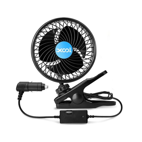 Car Fan, 6" Clip Fan with 360° Rotatable, Stepless Speed Regulation & Cigarette Lighter, 12V Fan for SUV, RV, Vehicles