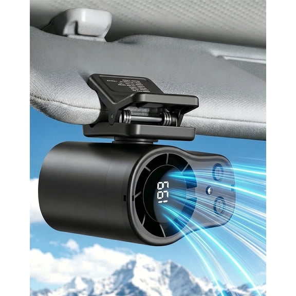 Car Fan AC That Blow Cold Air Portable Conditioner Clip, 13000 RPM High-Speed Turbo Fan , 199 Stepless Speeds, Rechargeable for Car SUV RV