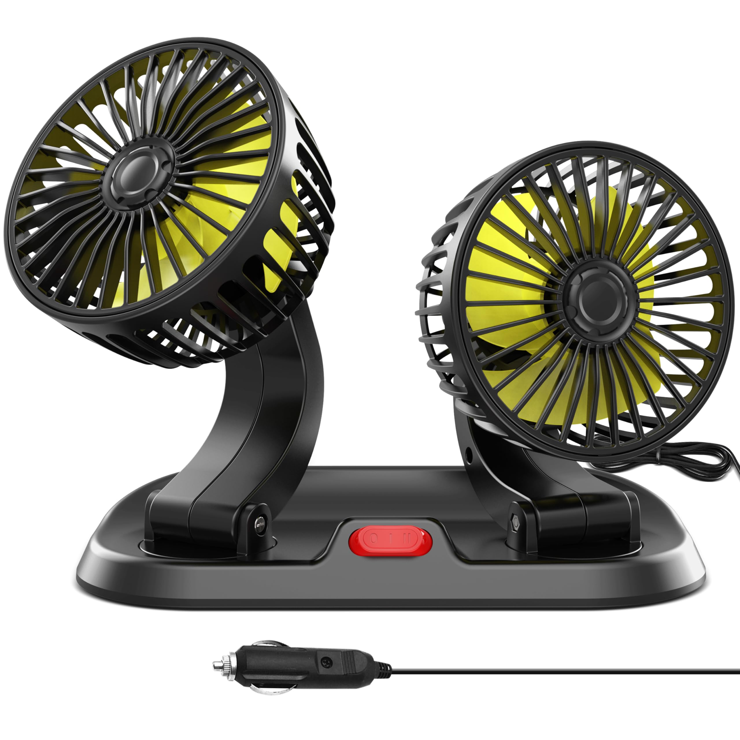 Car Fan Adjustable Dual Head 12v Fan for Car, Portable Vehicle Cooling