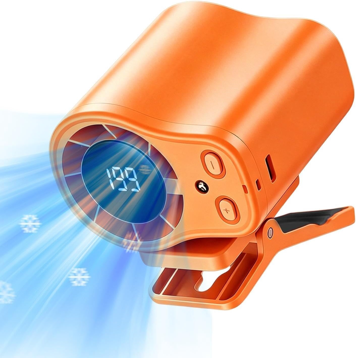 Car Fan , Clip On Low Noise LED Display , Clip On Fan - for Cycling Traveling Fishing Camping Beach Road Trip Jobsite Men Women Youth Teens