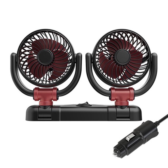 Car Fan USB/12V/24V Fan for Car with 2 Speed,360 Degree Rotatable Double Head Fan,Strong Wind Electric Car Fan