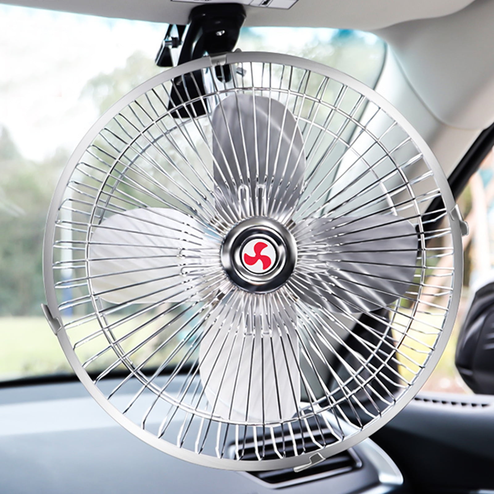 Car Fan, With Adjustable &Cigarette Lighter Plug, Car fan clamp Base 12V/24V, 12V Portable Car