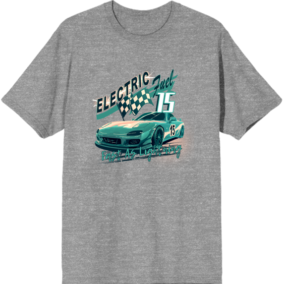 Car Fanatic Electric Fast Teal Sports Car Heather Gray Men's Crew Neck Short Sleeve Tee-XL