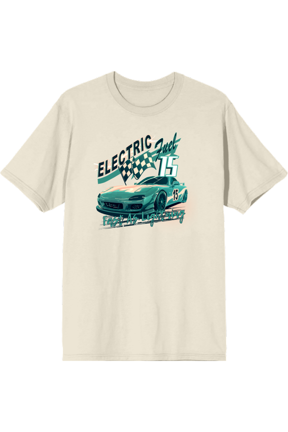 Car Fanatic Electric Fast Teal Sports Car Natural Men's Crew Neck Short Sleeve Tee-Medium