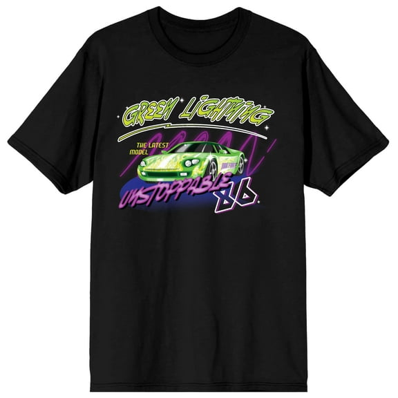Car Fanatic Green Fire Race Car Unstoppable Men's Black Graphic Tee-3XL