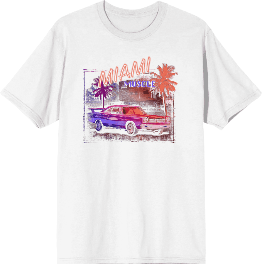 Car Fanatic Miami Muscle Car Adult Short Sleeve TeeXXL