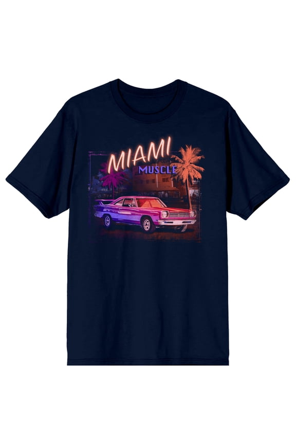 Car Fanatic Miami Muscle Crew Neck Short Sleeve Navy Men's T-shirt-XXL
