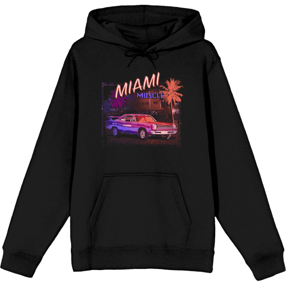 Car Fanatic Miami Muscle Long Sleeve Adult Hooded Sweatshirt-3XL-Black