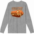 thumbnail image 1 of Car Fanatic Orange Vintage Car Crew Neck Long Sleeve Heather Gray Adult Tee-Medium, 1 of 3