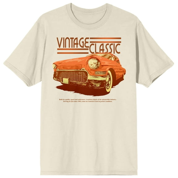 Car Fanatic Orange Vintage Car Front Men's Natural Graphic Tee-Small