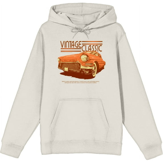 Car Fanatic Vintage Classic Orange Car Adult Sand Long Sleeve Hoodie-Large