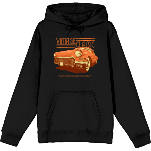 Car Fanatic Orange Vintage Car Long Sleeve Adult Hooded Sweatshirt-Medium-Black