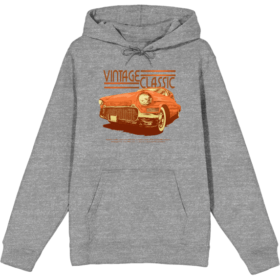 Car Fanatic Orange Vintage Car Long Sleeve Adult Hooded Sweatshirt-XXL-Heather Gray