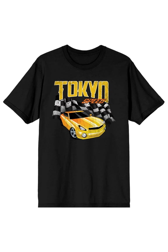 Car Fanatic Tokyo Speed Crew Neck Short Sleeve Men's Black T-shirt-XL