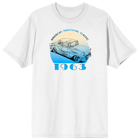 Car Fanatic Vintage 1963 Car Technical Drawing Men's White Graphic Tee-Medium