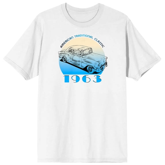 Car Fanatic Vintage 1963 Car Technical Drawing Men's White Graphic Tee-Medium