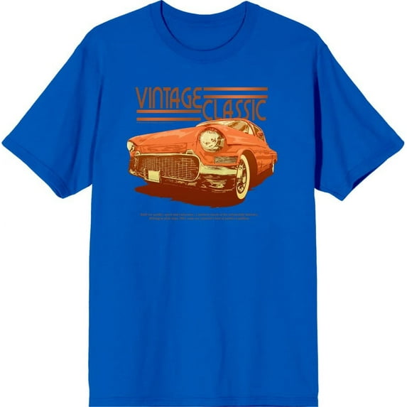 Car Fanatic Vintage Classic Orange Car Men's Blue Crew Neck Short Sleeve Tee-Medium