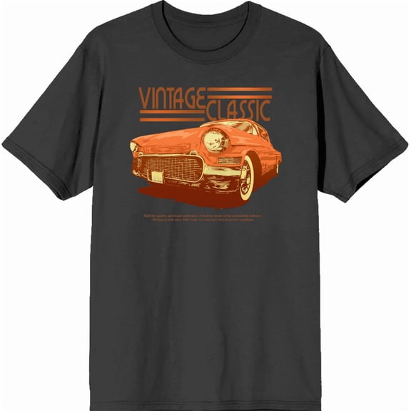 Car Fanatic Orange Vintage Car Crew Neck Short Sleeve Adult T-shirt-Medium-Charcoal