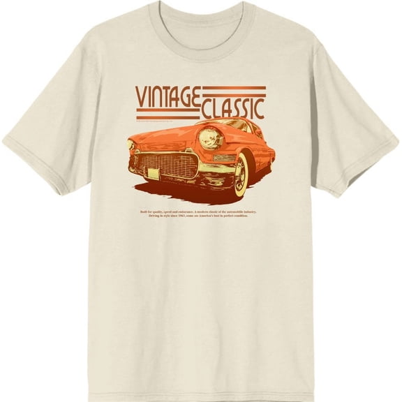 Car Fanatic Vintage Classic Orange Car Men's Natural Crew Neck Short Sleeve Tee-Medium