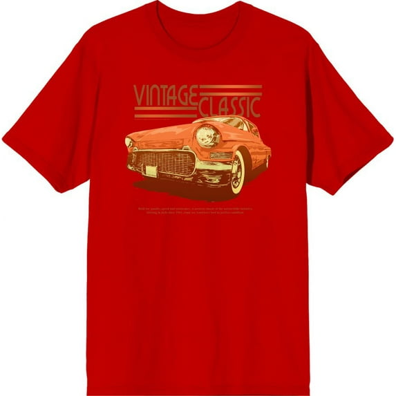 Car Fanatic Vintage Classic Orange Car Men's Red Crew Neck Short Sleeve Tee-XL