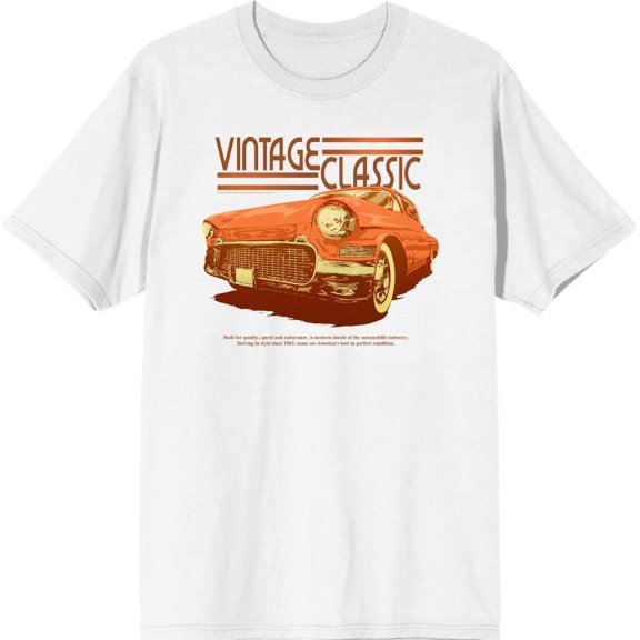 Car Fanatic Vintage Classic Orange Car Men's White Crew Neck Short Sleeve Tee-3XL