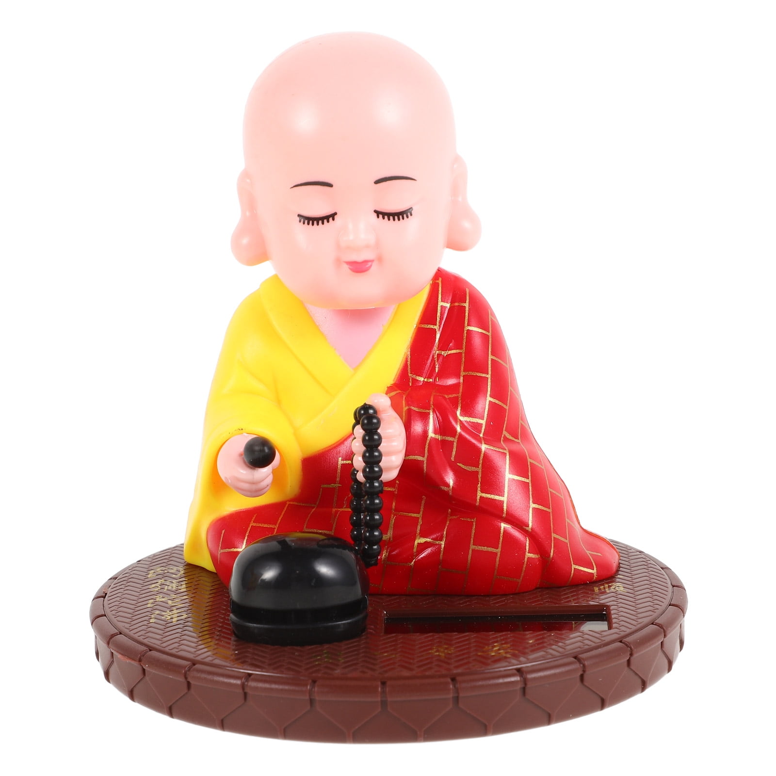 Solar-Powered Multicolor Plastic Monk Figurine with Music