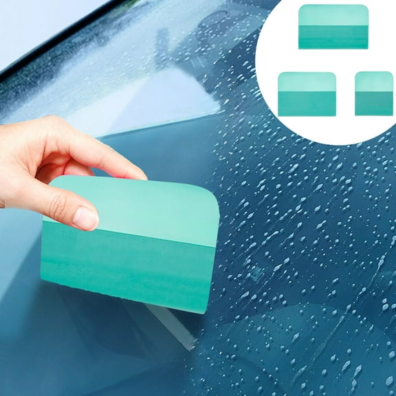 Car Film Scraper Tool, 3-Pack Invisible Car Paint & Window Tint Scraper with Handle for Trimming, Drainage & Debris Removal