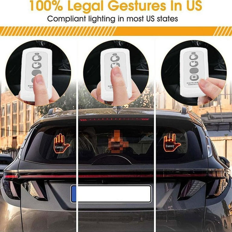 Car Finger Light with Remote,Road Rage Signs Middle Finger Gesture