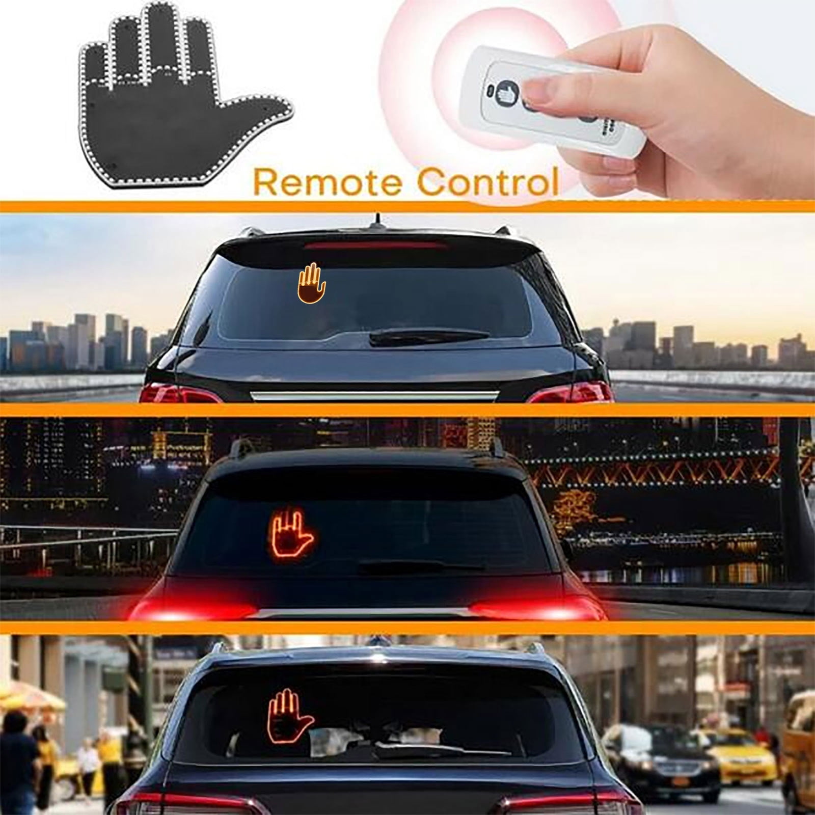  Finger Car Light with Remote, Funny Gesture Finger