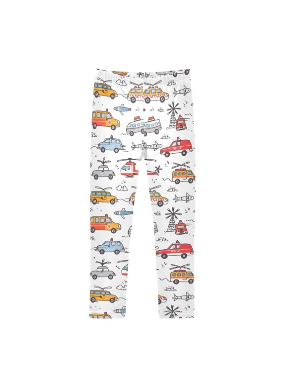 Car Fireman Department Printed Leggings Yoga Pants for in 4t to 10t