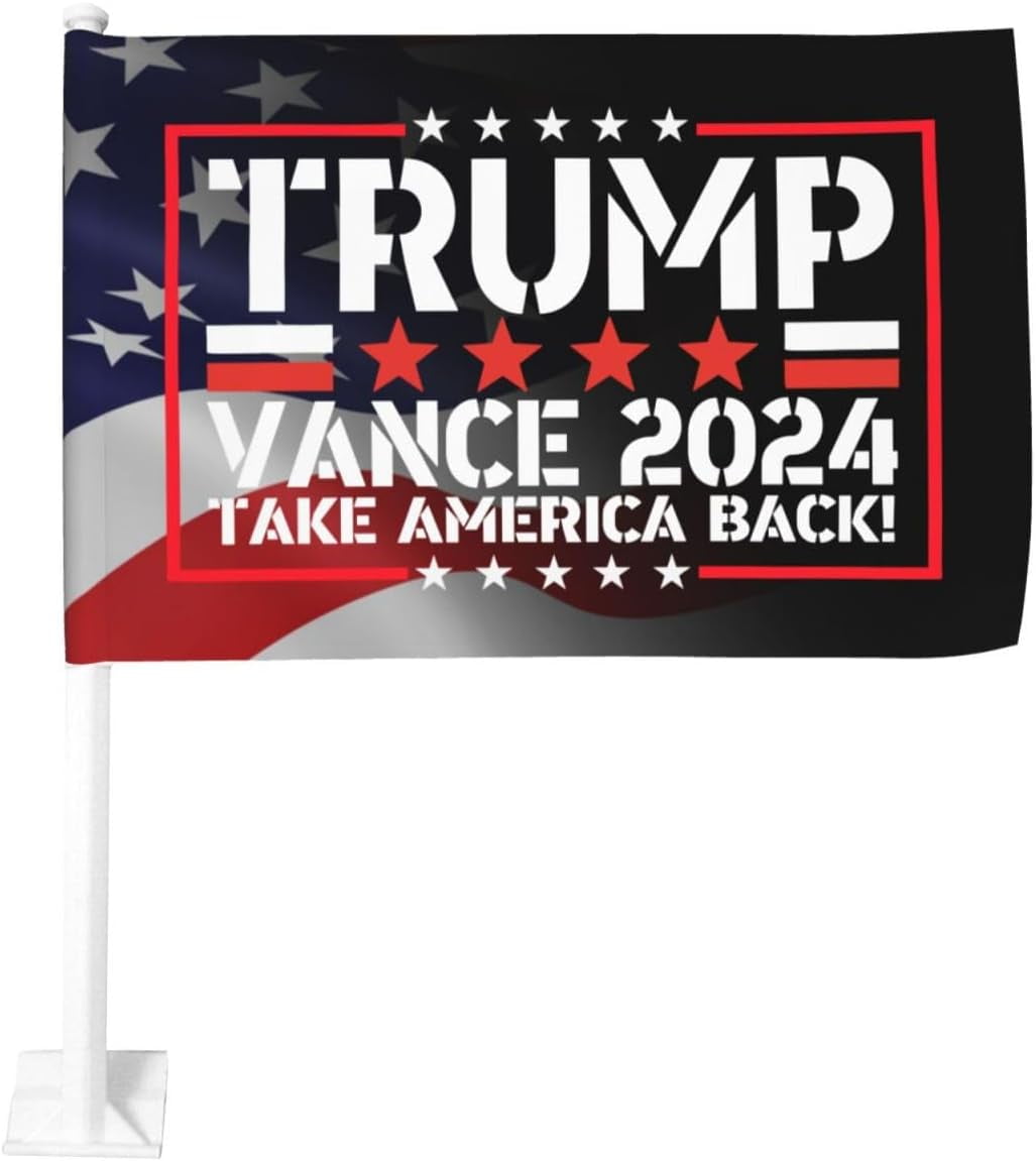 Nylon Flags Flags Trump 2024 Double-Sided Car Flag - 12x18 Inch Rough Tex Knit Nylon, Black & Blue, Made In USA Theme 2024 Trump Flag - Foto 4