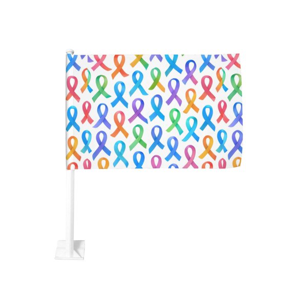 Car Flag12x18 No Pole Is Not Easy To Fade Fast Dry Hole Design Can Wear Flagpole Easy To Install For Car Family Business Travel Cancer Awareness Ribbon Pattern - Ombr Flow