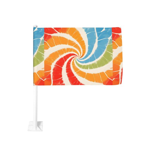 Car Flag12x18 No Pole Is Not Easy To Fade Fast Dry Hole Design Can Wear Flagpole Easy To Install For Car Family Business Travel Indianred Tie-Dye Background Vibrant Colors And Swirling (3)