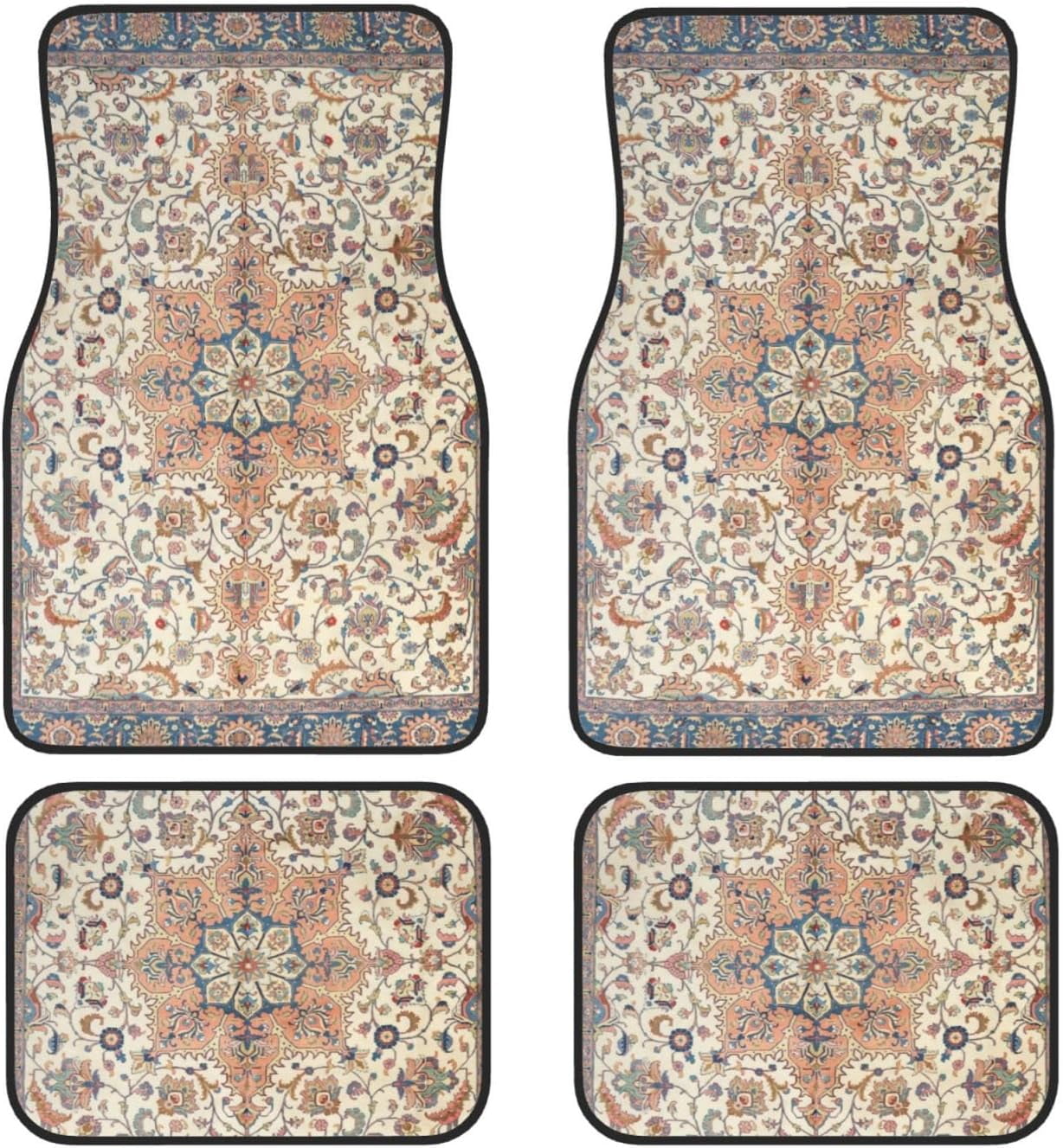 Car Floor Carpet Set of 4 Piece Elegant Retro Modern Vintage Persian ...
