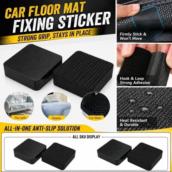 Car Floor Mat Fastening Supplies, 1X1 Inch Heavy Duty, 30 Pack Adhesive Squares, Sticky for Anti-Slip Car Floor Mat Grip, Heavy Duty Adhesive Mounting Pads, High Temperature