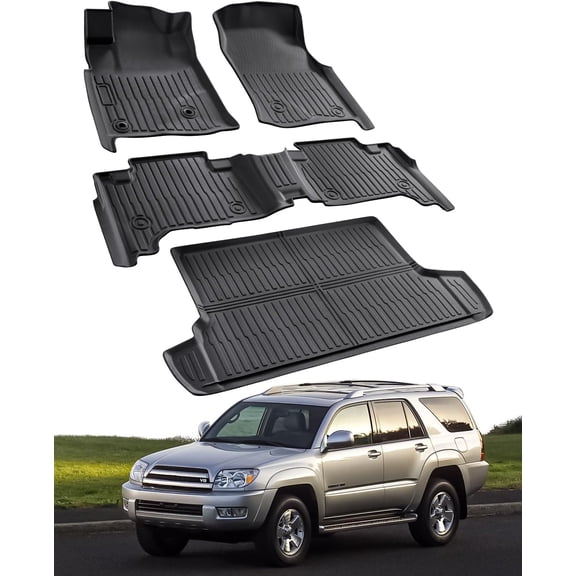 Car Floor Mats for 2003 - 2009 (4th Gen) Toyota 4Runner Cargo Trunk Liner, All Weather Accessories Rubber Carpet Custom Fit for 2003 2004 2005 2006 2007 2008 2009 SUV (Only 5 Seat Model)