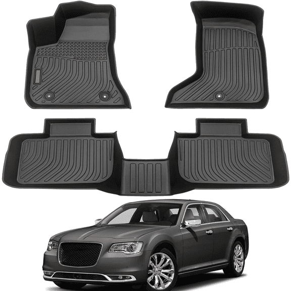 Car Floor Mats for 2011-2023 Chrysler 300 AWD(Not for RWD), 2011-2022 Dodge Charger - Custom Fit TPE Rubber Non-Slip Automotive Floor Liners, Easy to Clean All-Weather Car Mats