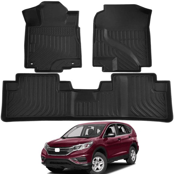 Car Floor Mats for 2012 2013 2014 2015 2016 Honda CR-V LX SE EX - Custom Fit 3D TPE Rubber Non-Slip Automotive Floor Liners, Easy to Clean All-Weather